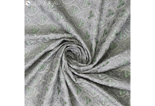 Paisley Embroidered Grey Fabric by the yard Sewing DIY Crafting Indian Embroidery Wedding Dresses Historic Costumes Dress Bags Table Runner Blouses